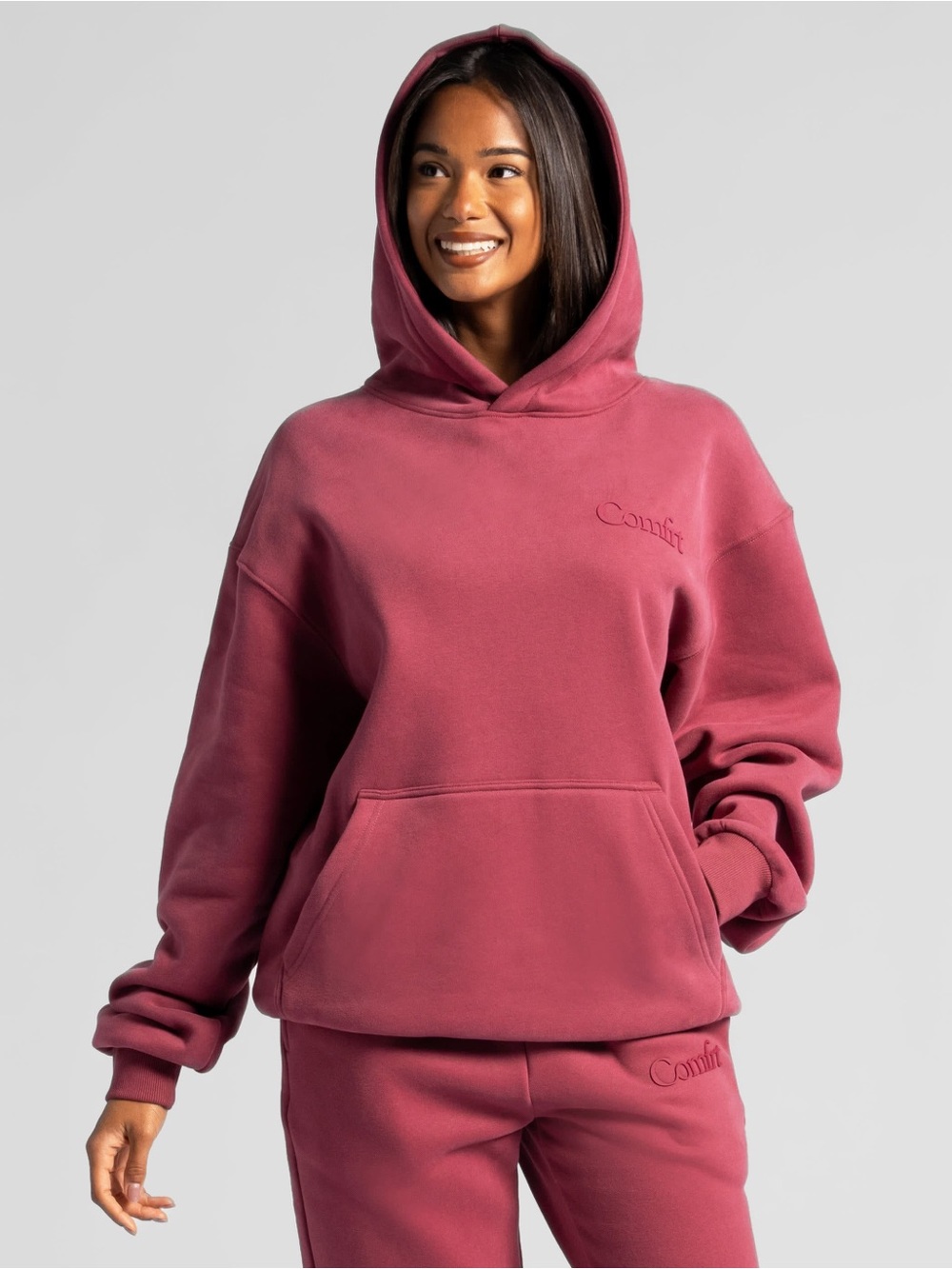 Comfrt Minimalist Oversized Hoodie Berry Size XL